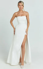 Bianca Maxi Dress - Strapless Fit And Flare Dress in Ivory