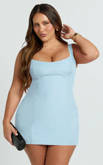 Aretha Mini Dress - Panel Dress in Blue