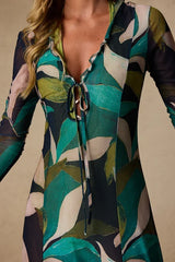 Nonah Teal Multi Mesh Maxi Swim Cover-Up
