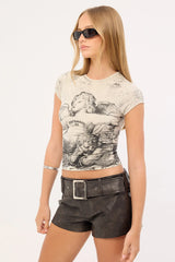 Worship Dreamers Cap Sleeve Tee Stone