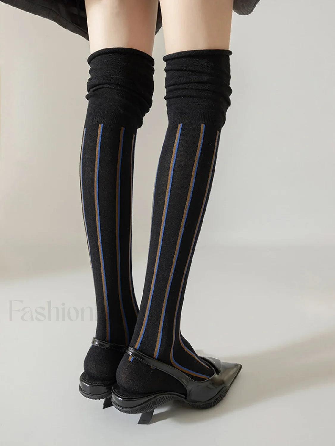 Pinstripe Slouch Graceful Calf Socks