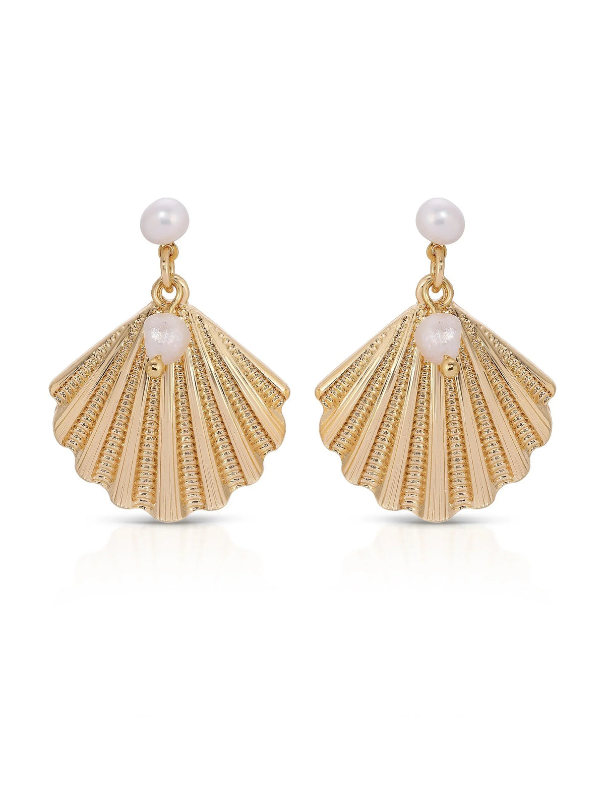 Scallop Shell and Pearl Earrings