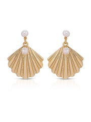Scallop Shell and Pearl Earrings