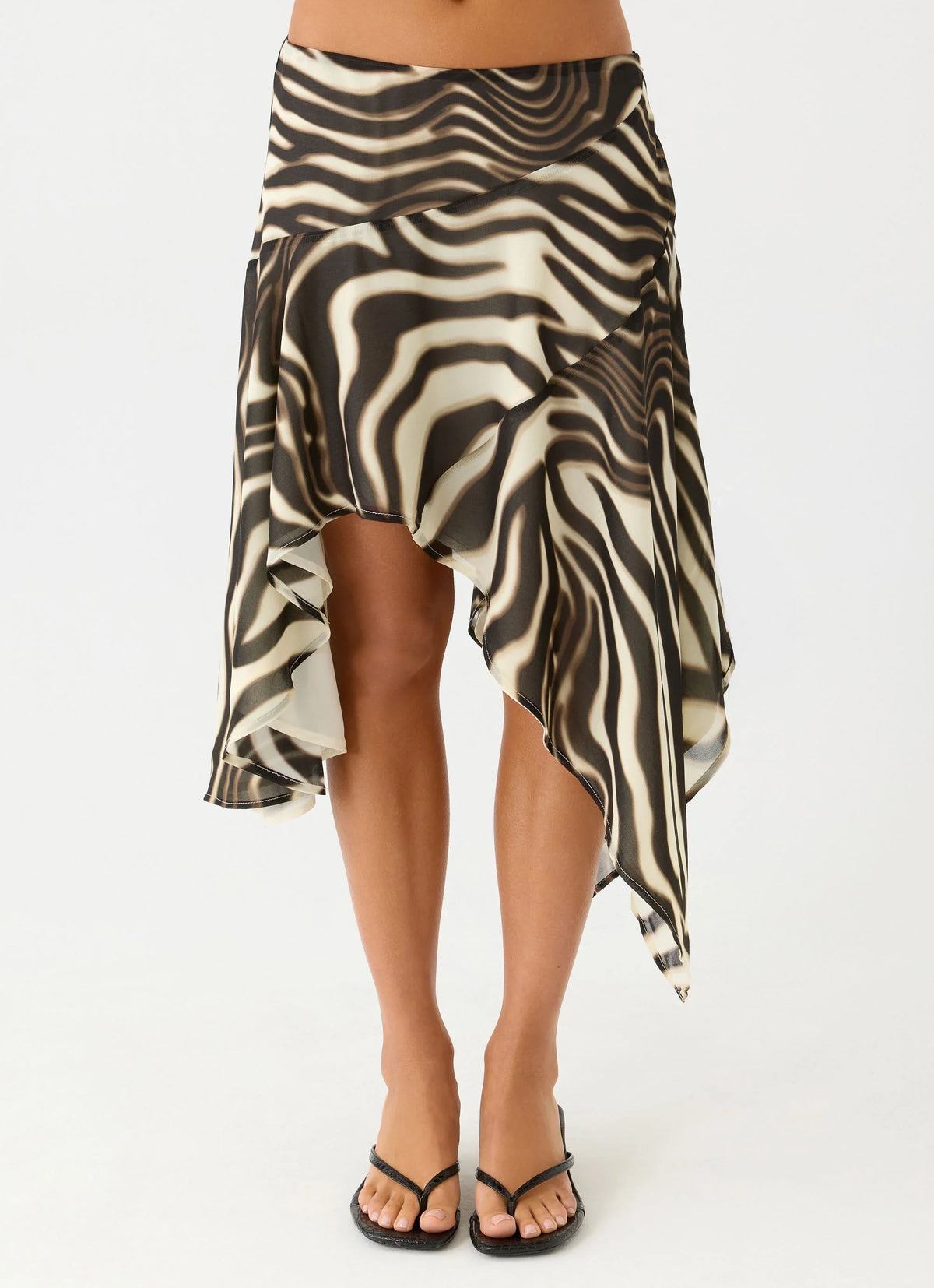 Kia Low Rise Asymmetrical Midi Skirt Zebra