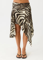 Kia Low Rise Asymmetrical Midi Skirt Zebra