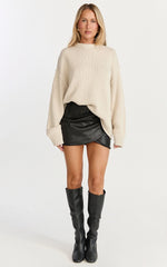 Kira Jumper - Crew Neck Oversized Knit Jumper in Beige