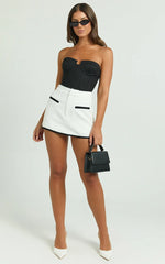 Berkley Skort - Contrast Trim Front Pocket Skort in White