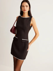 Contrast Trim Zipper Tank Short Dress