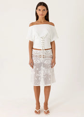 Yanna Midi Skirt White