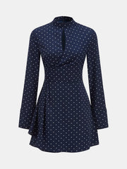 Keyhole Neckline Polka Dot Mini Dress