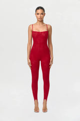 Stretch Lace Tank Stirrup Jumpsuit