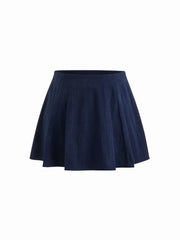Corduroy Mid Rise Pleated Mini Skirt Curve & Plus