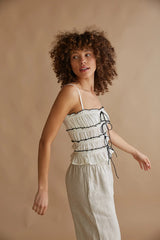 Alicia Ruffle Smocked Bow Top