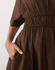 Threadbare cotton poplin short sleeve midi dress in chocolate brown