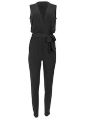 Wrap Tie Jumpsuit Jet Black