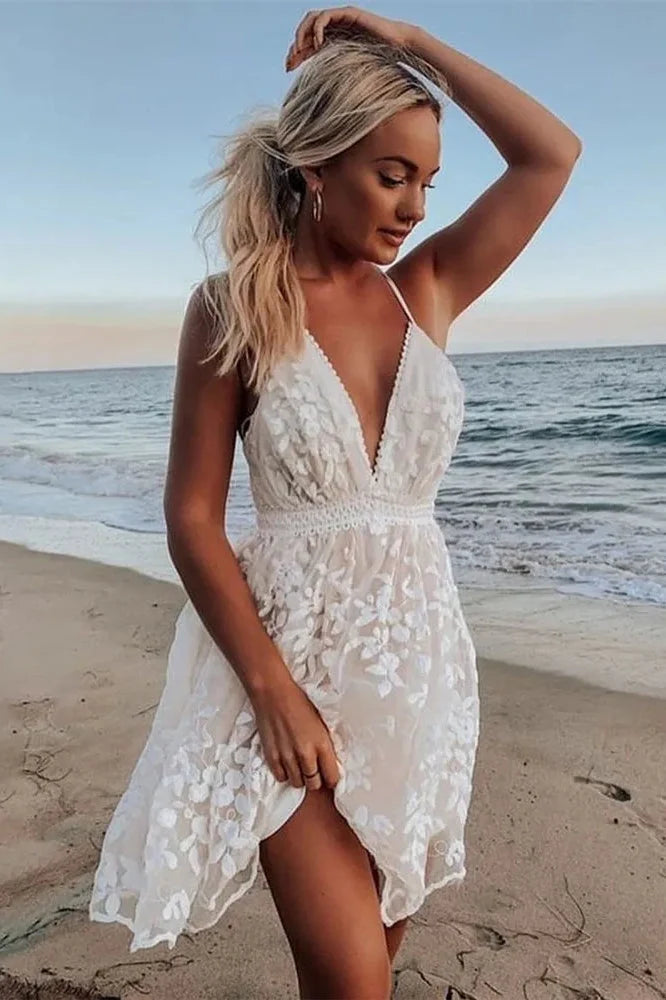 Lace Mesh Backless Boho Dress