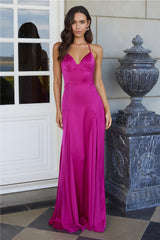 Monaco Mystique Halter Satin Maxi Dress Pink